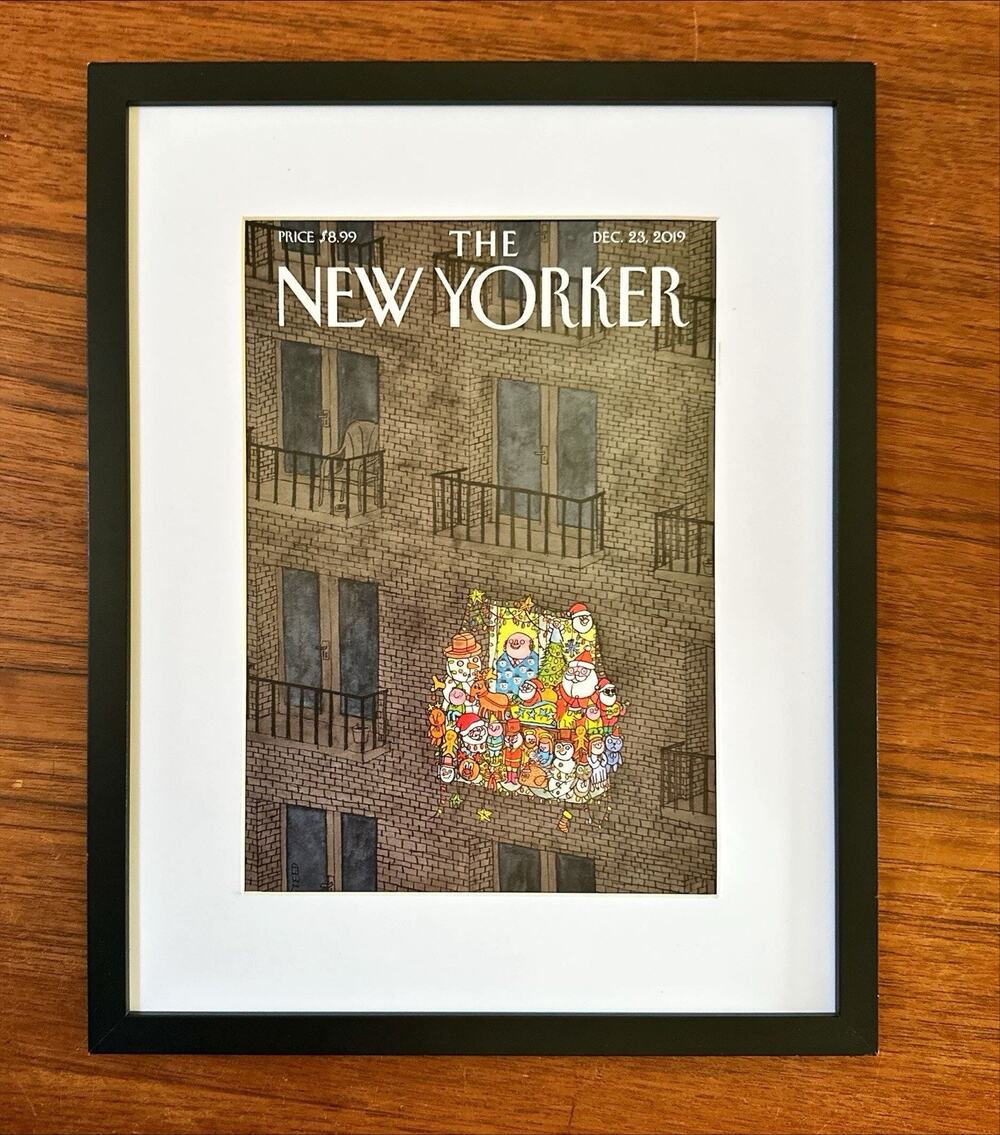 Framed 2019 The New Yorker Magazine Cover December 23 "Decking the Deck" Steed